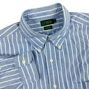 J.Crew Mens Blue Striped Oxford Button Down Long Sleeve Shirt Cotton 16.5 Large